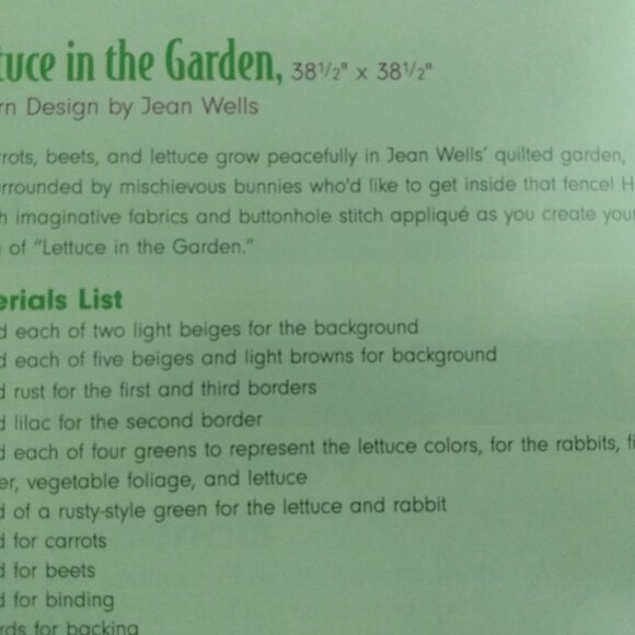 Vegetable Garden Bunny Quilt Sewing Pattern 38.5" Square Wallhanging Vintage - Picture 4 of 7